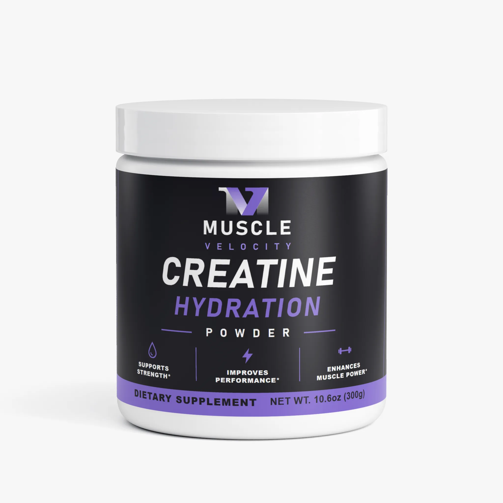 Muscle Velocity Creatine Hydration Powder lemon flavor tub