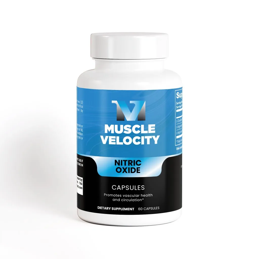 Muscle Velocity Nitric Oxide supplement bottle
